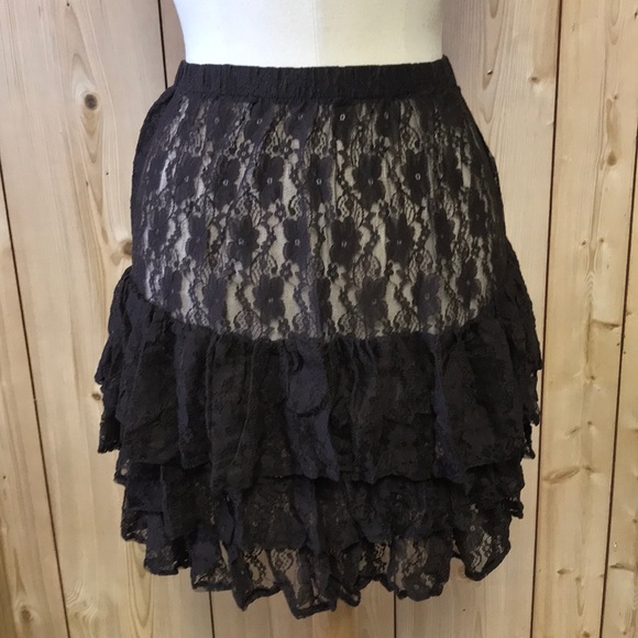 Kings Crown Collection brown tiered lace extender skirt Large layering boho - Picture 1 of 5